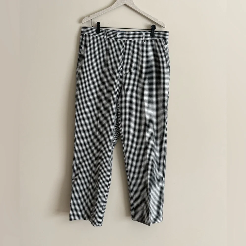 Linea Uomo Men’s Pants - Size 38x30 - Black & White Check - Seersucker Style